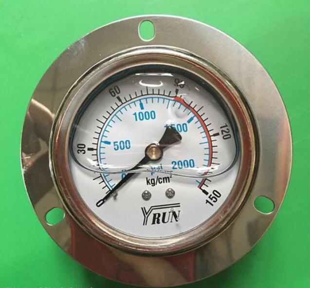 YRUN油润压力表带边带油轴向耐震压力表YN60ZT不锈钢外壳M14*1.5