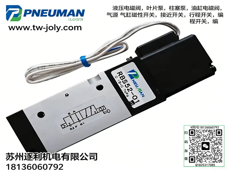 PNEUMAN纽曼 RBS52-02 电磁阀 二位五通气动换向阀 DC24V/AC220V
