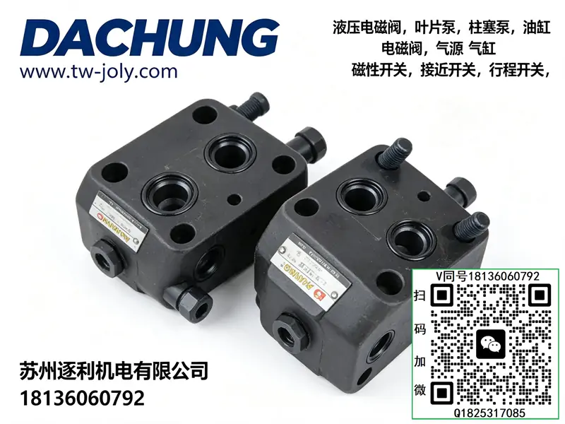 DACHUNG叠加液控单向阀，电磁换向阀，流量节流阀，叠加溢流阀